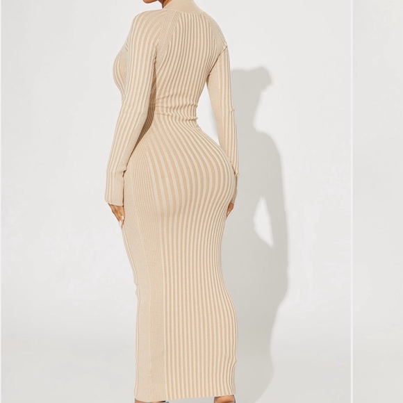 Fashion Nova Beige Ribbed Maxi Dress - Picture 3 of 3